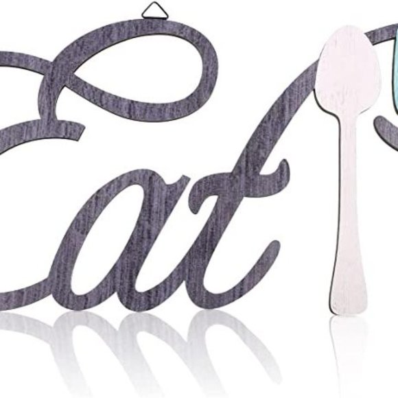Rustic Wood Eat Spoon and Fork Sign Wall Decor Wooden Eat Letters Wall Sign with - Picture 4 of 10